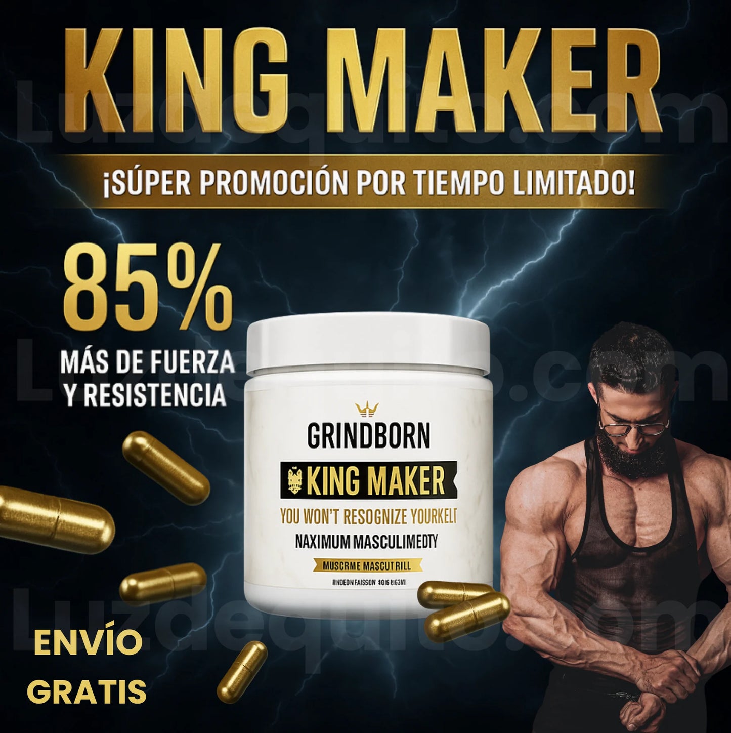 King Maker® – Potencia tu fuerza, energía y masculinidad 120 capsulas.